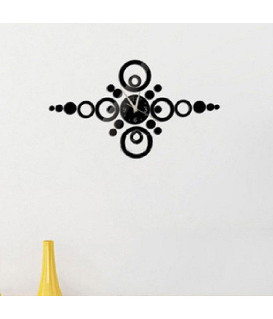 Orologi Da Parete Adesivo Orologio Moderno Effetto Specchio Con Cerchi Forma Piu         