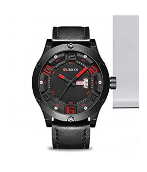 Orologi Da Uomo Marca Di Qualita' In Vera Pelle Band Curren Quarzo Black8251         