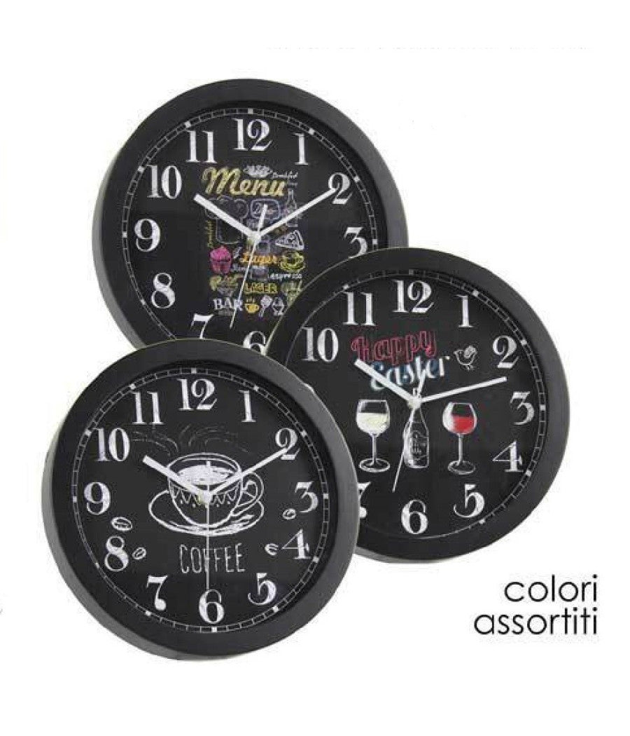 Orologio 30x4x30cm Da Parete Bar Caffe Ristorante Moderno Nero Decori Ass 774621         