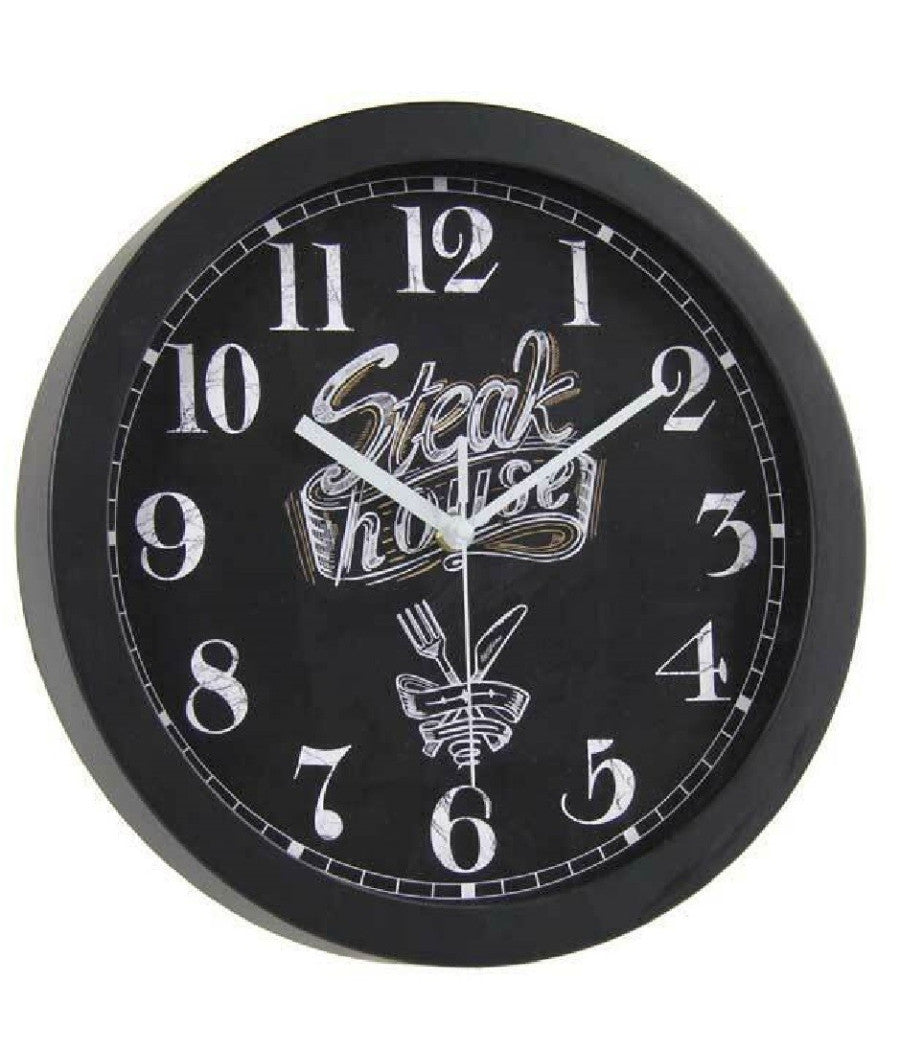 Orologio 30x4x30cm Da Parete Bar Caffe Ristorante Moderno Nero Decori Ass 774621         