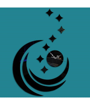Orologio 3d Moderno Luna Adesivo Muro Effetto Specchio Parete Casa Bar Ufficio         