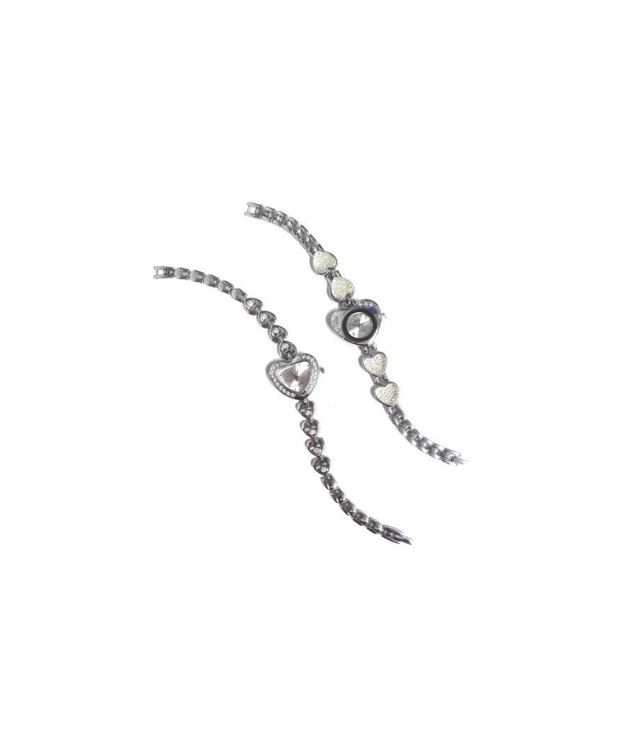 Orologio A Cuore Con Strass Piccoli Taglio Swarovski Su Quadrante E Bracciale         
