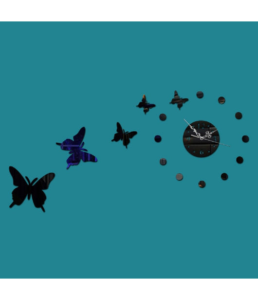 Orologio Adesivo Moderno Da Parete A Specchio Decorativo Con Farfalle Casa Bar         
