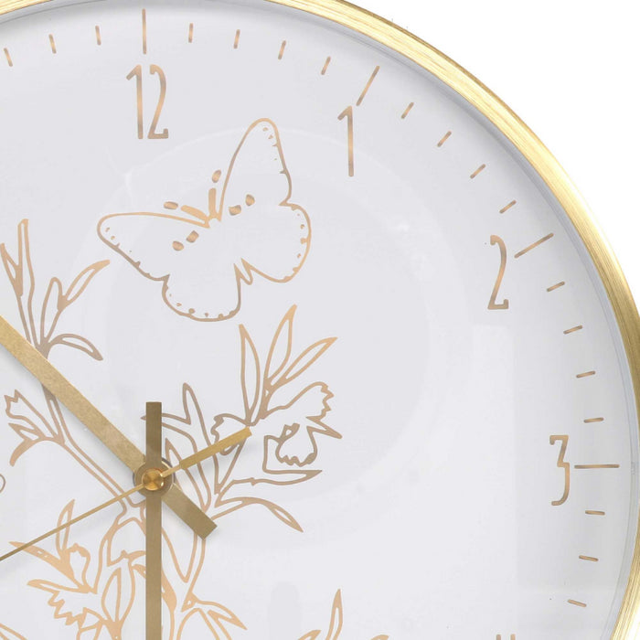 Orologio alluminio farfalle bianco tondo cm ø31,6h4,9