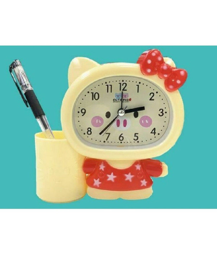 Orologio Analogico Sveglia A Forma Di Gattino Da Tavolo Con Portapenne Tx-9126         