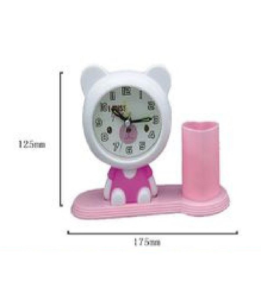 Orologio Analogico Sveglia A Forma Di Orsacchiotto Con Portapenne Tavolo Tx-9123         