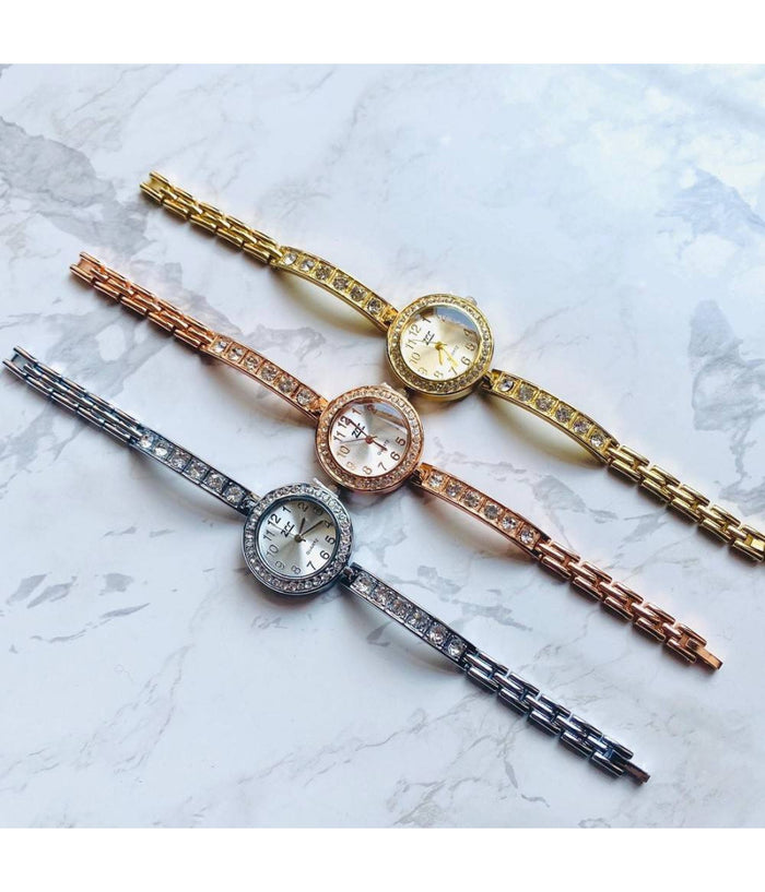 Orologio Bracciale Zcc Da Polso Donna Acciaio Con Brillantini Quarzo Analogico         