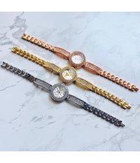 Orologio Bracciale Zcc Polso Donna Acciaio Quarzo Brillantini Moderno Classico         