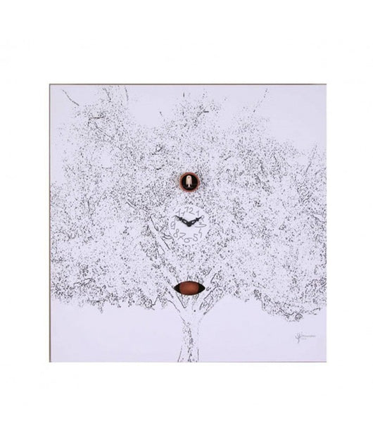 Orologio con cucù Albero Nero stampa su mdf Made in Italy