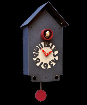 Orologio con cucù Casetta cassa metallo e quadrante betulla Made in Italy