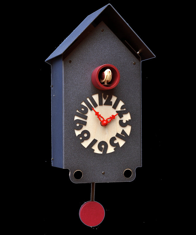 Orologio con cucù Casetta cassa metallo e quadrante betulla Made in Italy