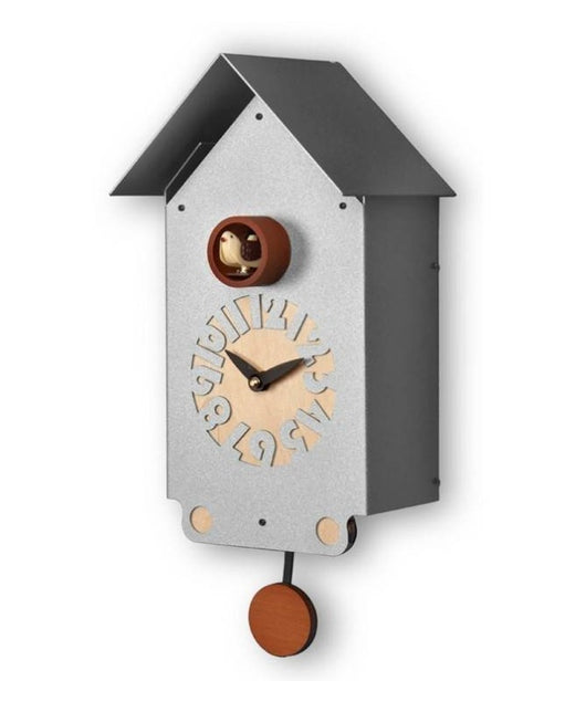 Orologio con cucù Casetta cassa metallo e quadrante betulla Made in Italy