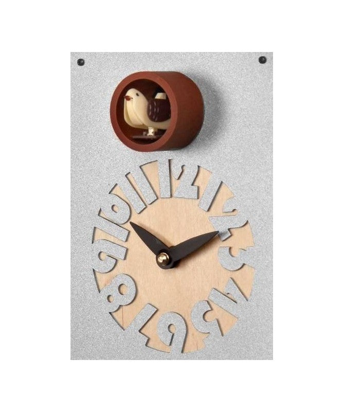 Orologio con cucù Casetta cassa metallo e quadrante betulla Made in Italy