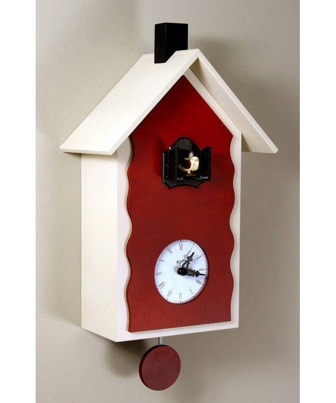 Orologio con cucù con cassa laccata e pannello betulla Made in Italy