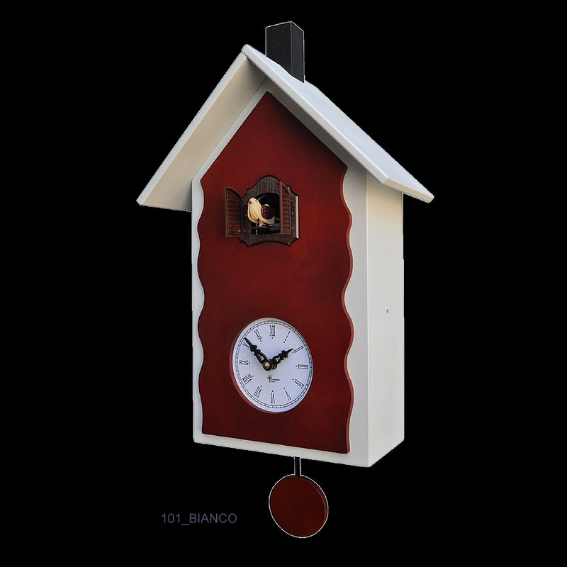 Orologio con cucù con cassa laccata e pannello betulla Made in Italy