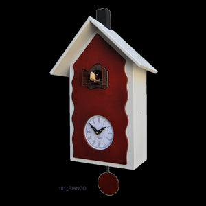 Orologio con cucù con cassa laccata e pannello betulla Made in Italy