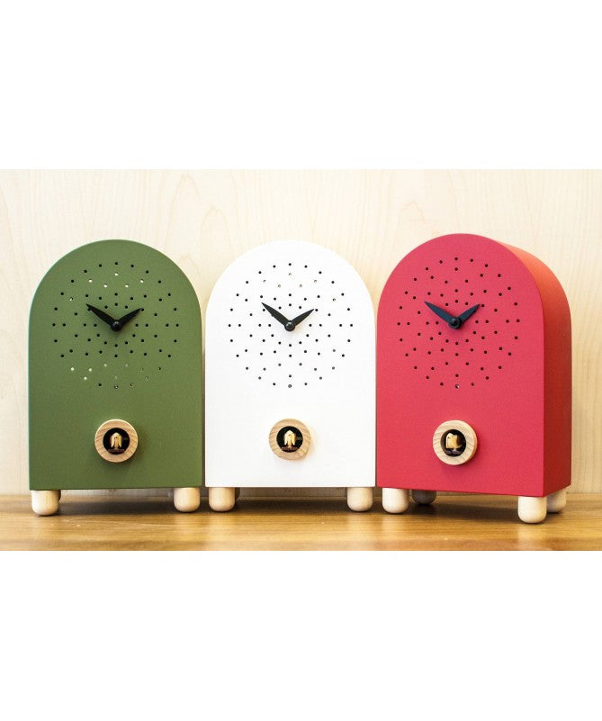 Orologio con cucù Marconi in mdf laccato e particolari in acero Made in Italy