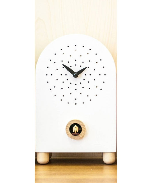 Orologio con cucù Marconi in mdf laccato e particolari in acero Made in Italy