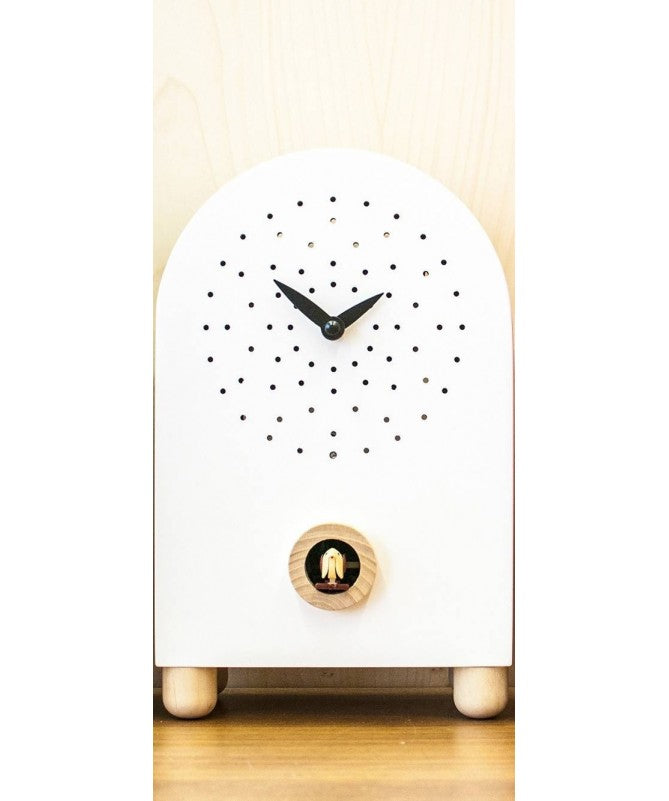 Orologio con cucù Marconi in mdf laccato e particolari in acero Made in Italy