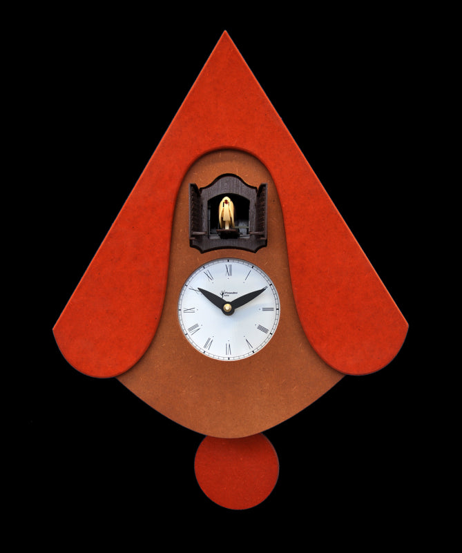 Orologio con cucù New W con cassa in mdf e tetto Made in Italy