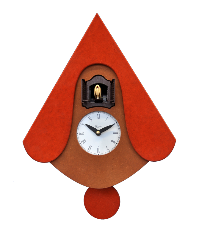 Orologio con cucù New W con cassa in mdf e tetto Made in Italy