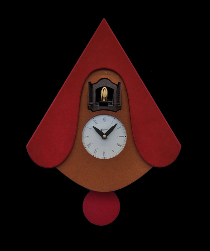 Orologio con cucù New W con cassa in mdf e tetto Made in Italy