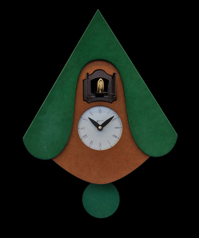 Orologio con cucù New W con cassa in mdf e tetto Made in Italy