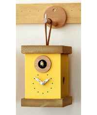 Orologio con cucù Titti in mdf laccato e abete spazzolato Made in Italy