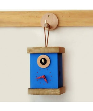 Orologio con cucù Titti in mdf laccato e abete spazzolato Made in Italy