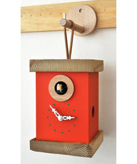Orologio con cucù Titti in mdf laccato e abete spazzolato Made in Italy