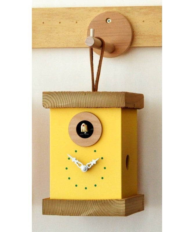 Orologio con cucù Titti in mdf laccato e abete spazzolato Made in Italy