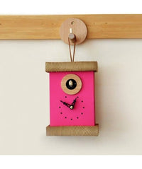 Orologio con cucù Titti in mdf laccato e abete spazzolato Made in Italy