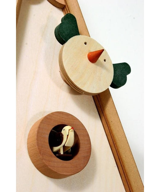 Orologio con cucù Uccellini in faggio e betulla Made in Italy