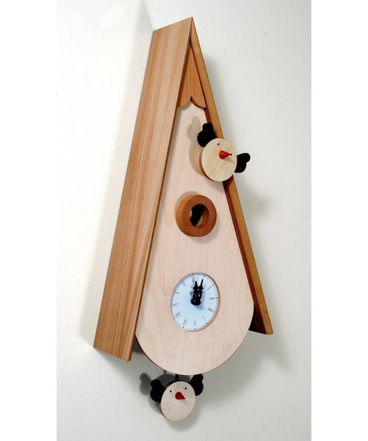 Orologio con cucù Uccellini in faggio e betulla Made in Italy