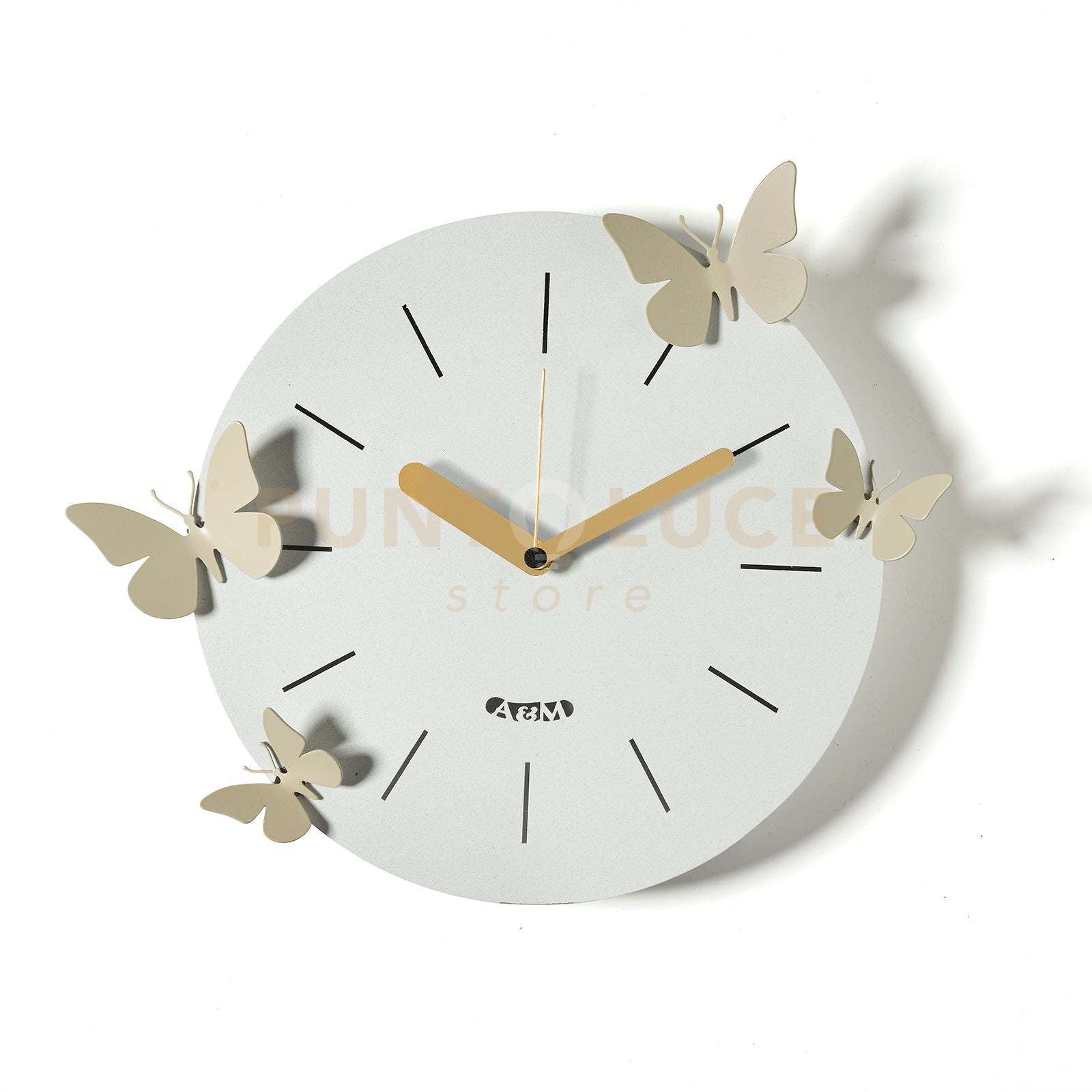 orologio con farfalle battito ali Cenere ,crema in Ferro 30cm