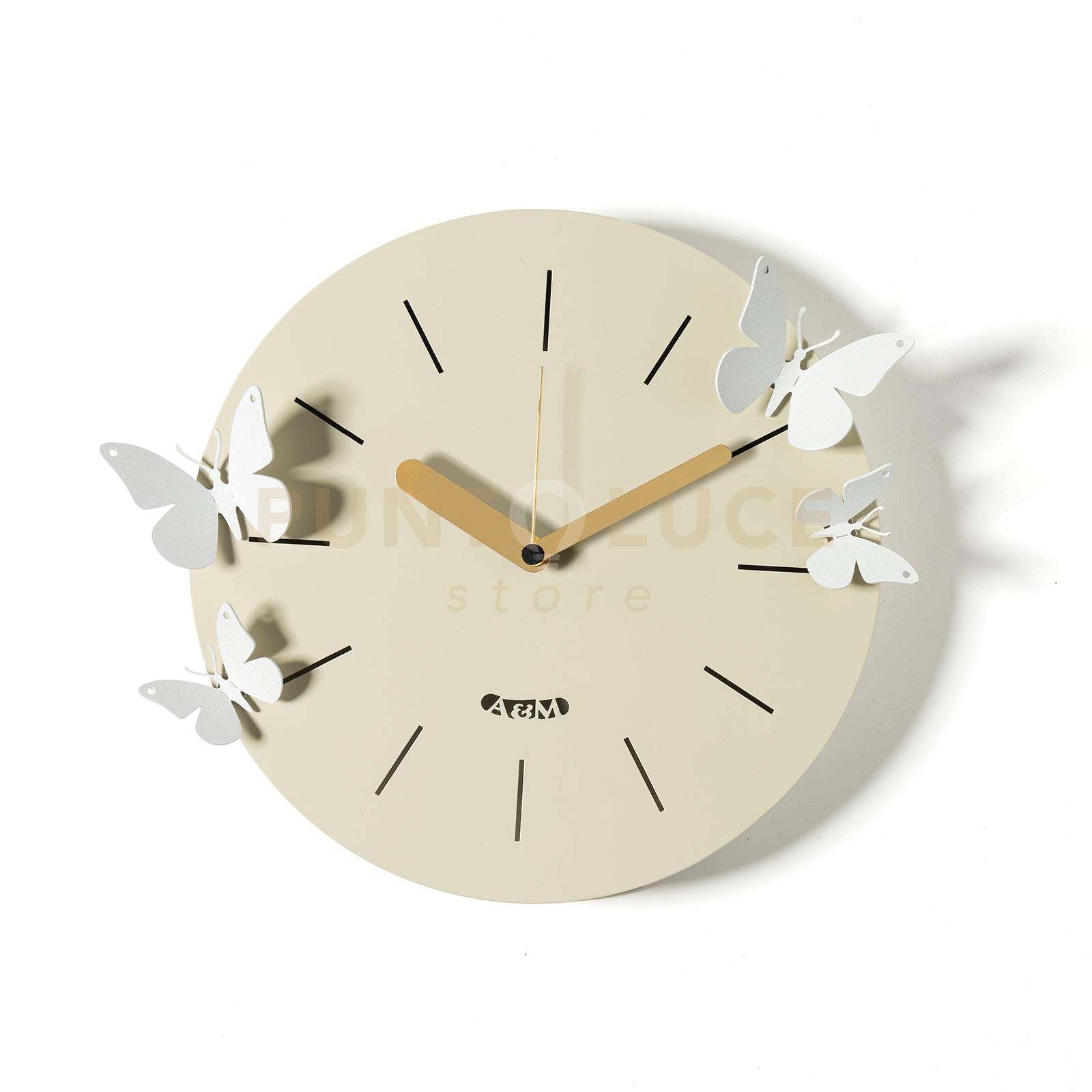 orologio con farfalle battito ali Crema ,bianco marmo in Ferro 30cm