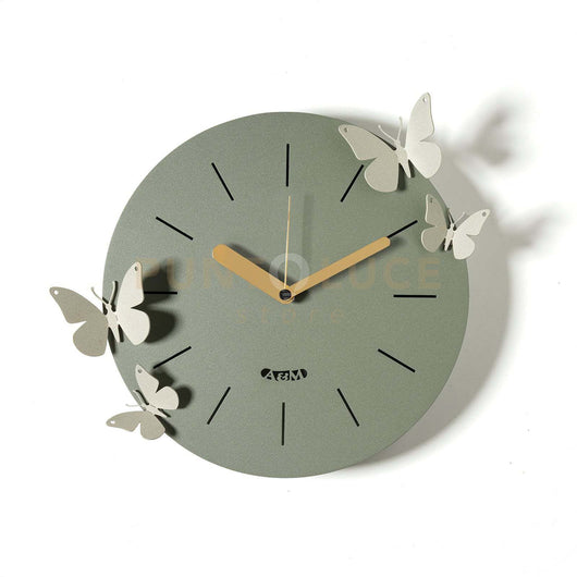 orologio con farfalle battito ali Giada ,avorio in Ferro 30cm