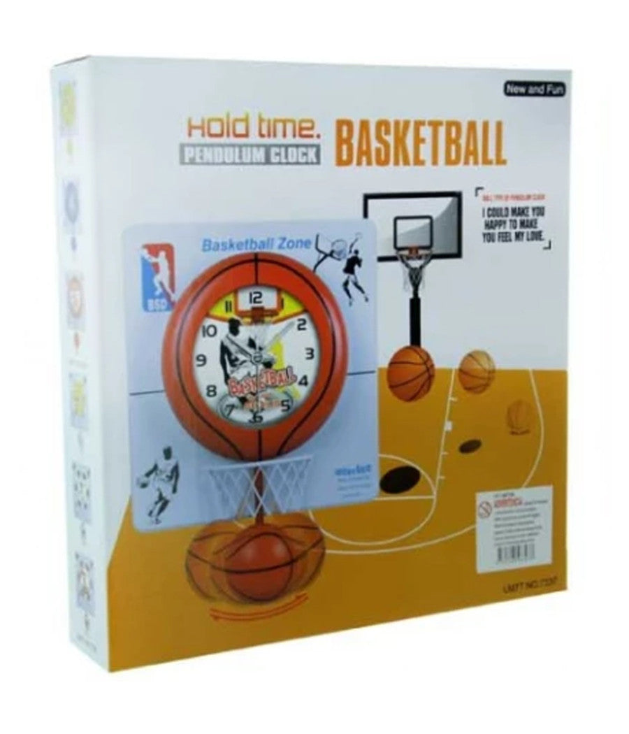 Orologio Da Parete 30x40cm Con Palla Canestro Basket Effetto Pendolo Basketball         