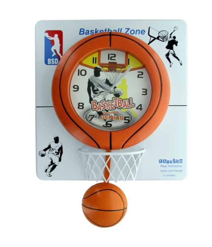 Orologio Da Parete 30x40cm Con Palla Canestro Basket Effetto Pendolo Basketball         