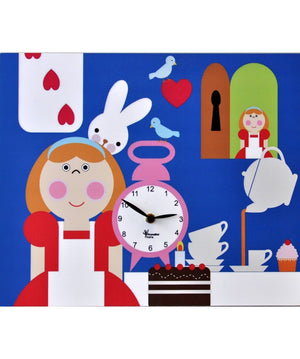Orologio da parete Alice nel paese delle meraviglie stampa in mdf Made in Italy