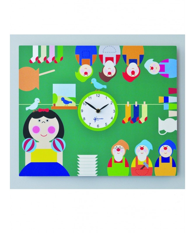 Orologio da parete Biancaneve con stampa in mdf Made in Italy