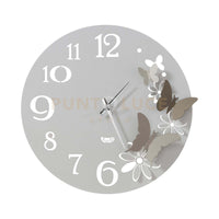 orologio da parete fiori e farfalle piccolo Bianco marmo e sabbia