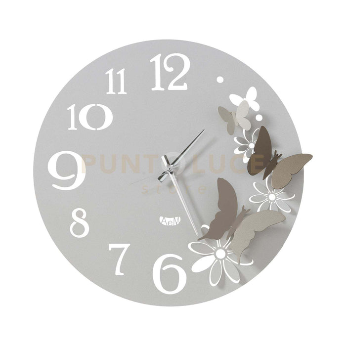 orologio da parete fiori e farfalle piccolo Bianco marmo e sabbia
