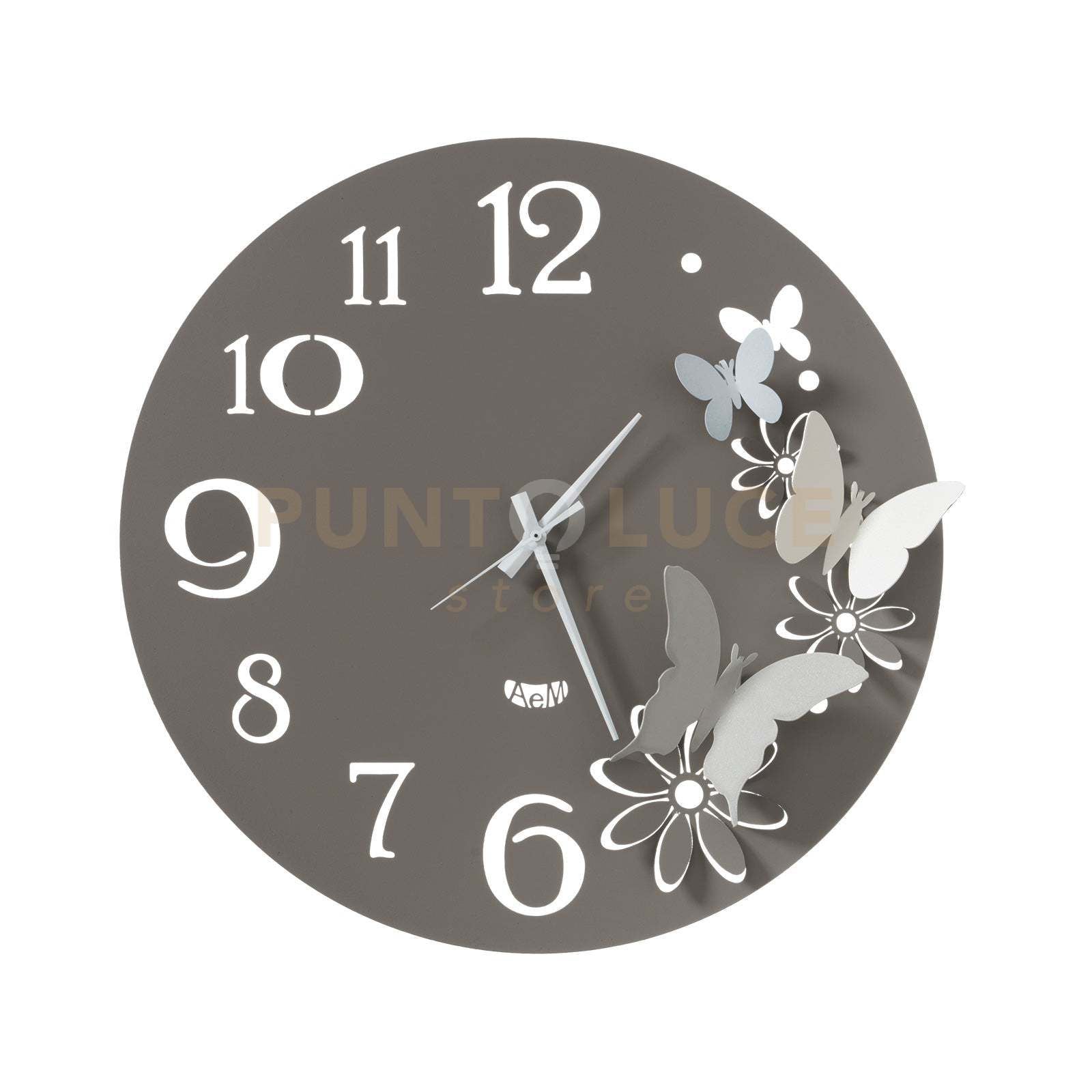 orologio da parete fiori e farfalle piccolo Fango e Allumio