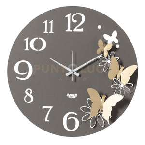 orologio da parete fiori e farfalle piccolo Fango e oro laccato in Ferro Diametro45cm