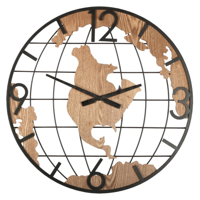 Orologio Da Parete Globe ø 60 Metallo E Mdf