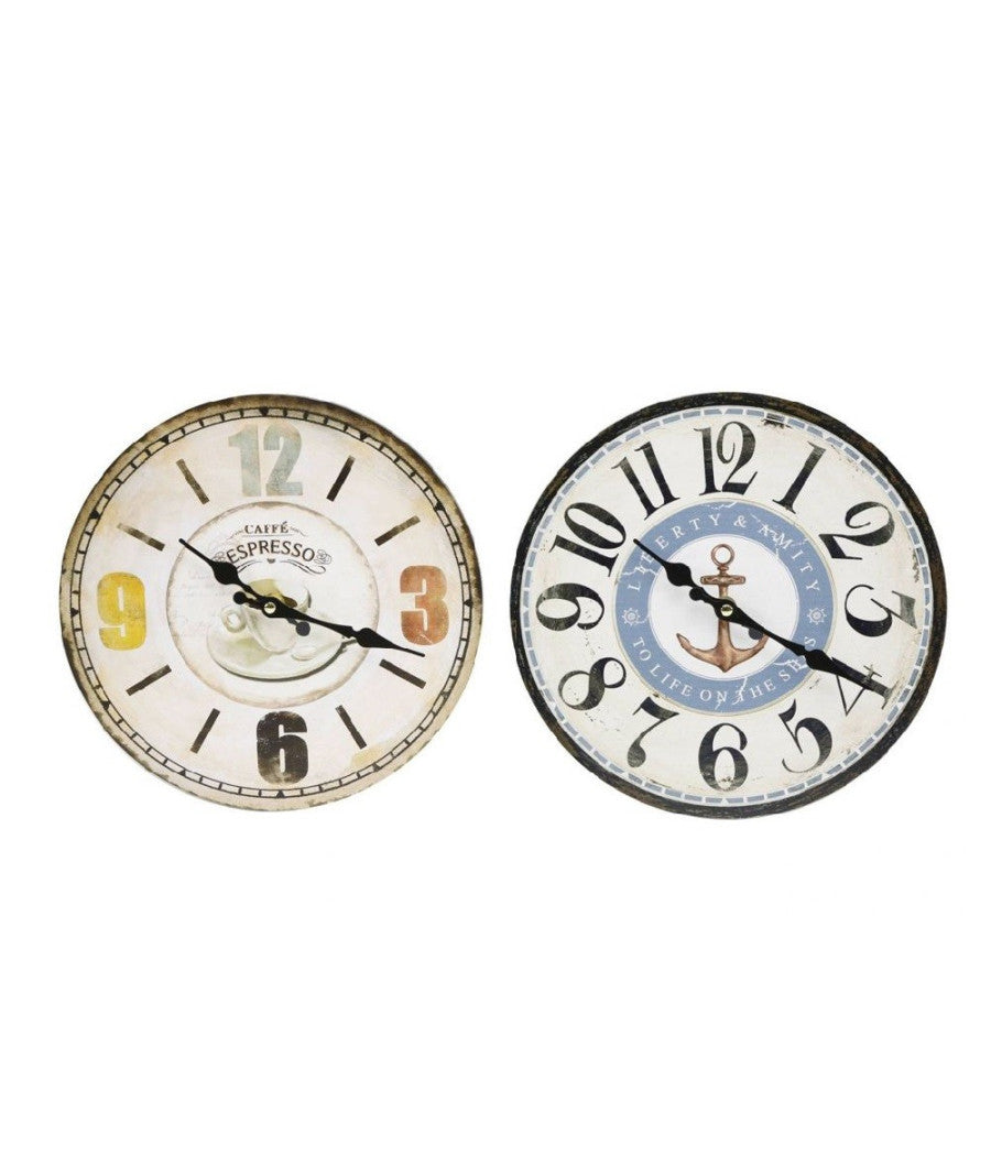 Orologio Da Parete In Stile Vintage Tondo In Legno Analogico Casa Cucina 218707         