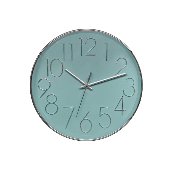 Orologio Da Parete Koko In Plastica ø 30cm Azzurro /argento Movimento Silenzioso