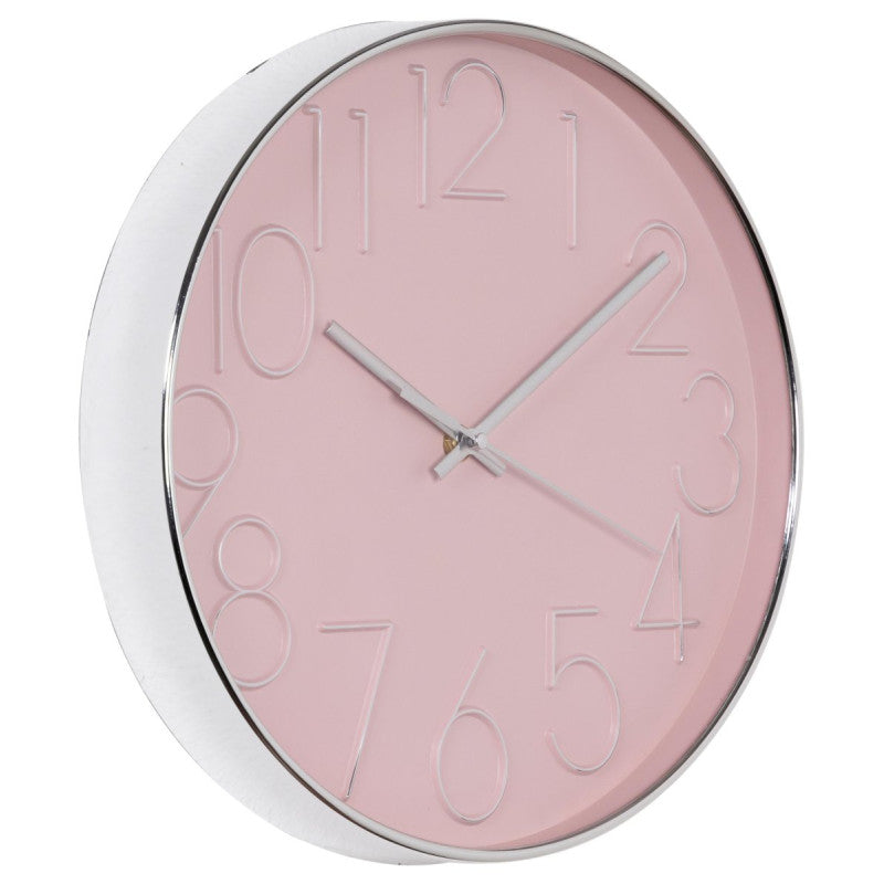 Orologio Da Parete Koko In Plastica ø 30cm Rosa/ Argento Movimento Silenzioso