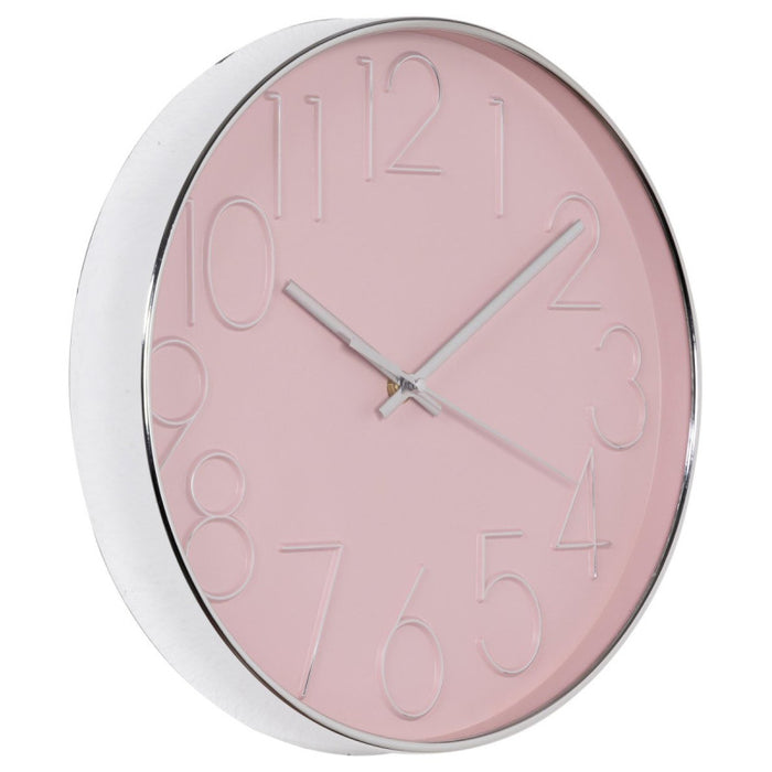 Orologio Da Parete Koko In Plastica ø 30cm Rosa/ Argento Movimento Silenzioso